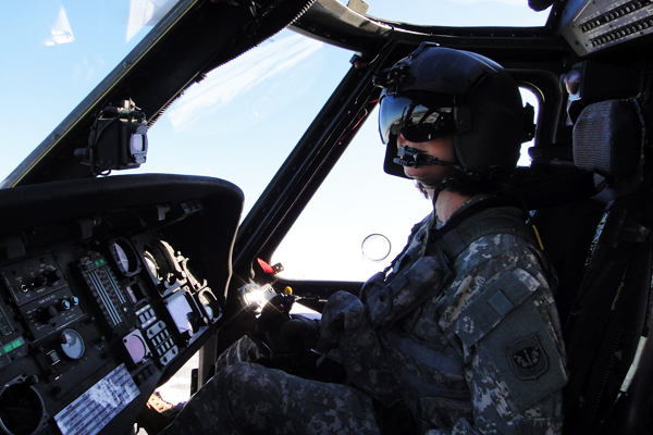 Luella Dooley-Menet flying a UH60 Blackhawk